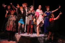 The cast of CELEBRATION by New Line Theatre, Sept 29-Oct 22, 2016. Photo Credit: Jill Ritter Lindberg